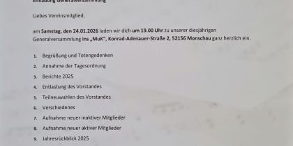 Einladung Generalversammlung 2026